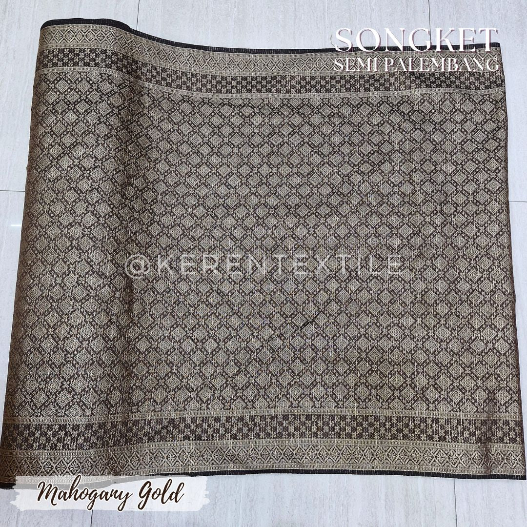 SONGKET SEMI PALEMBANG METERAN 1038 Spesial GOLD (Motif Geometris)