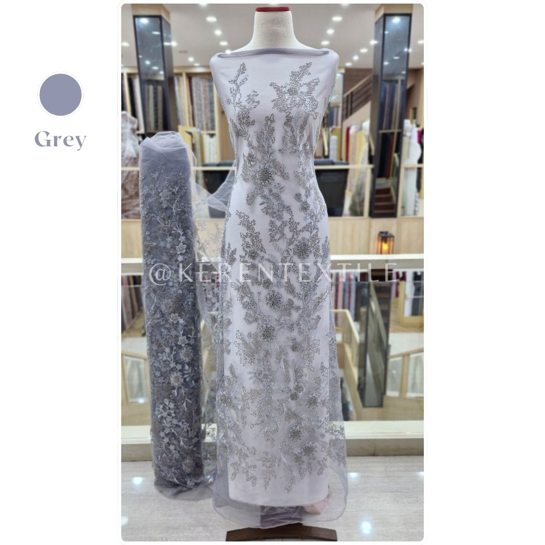 VALENCIA PICACHOO TULLE Spesial Warna (Tulle Payet Mewah motif Bunga Rambat)