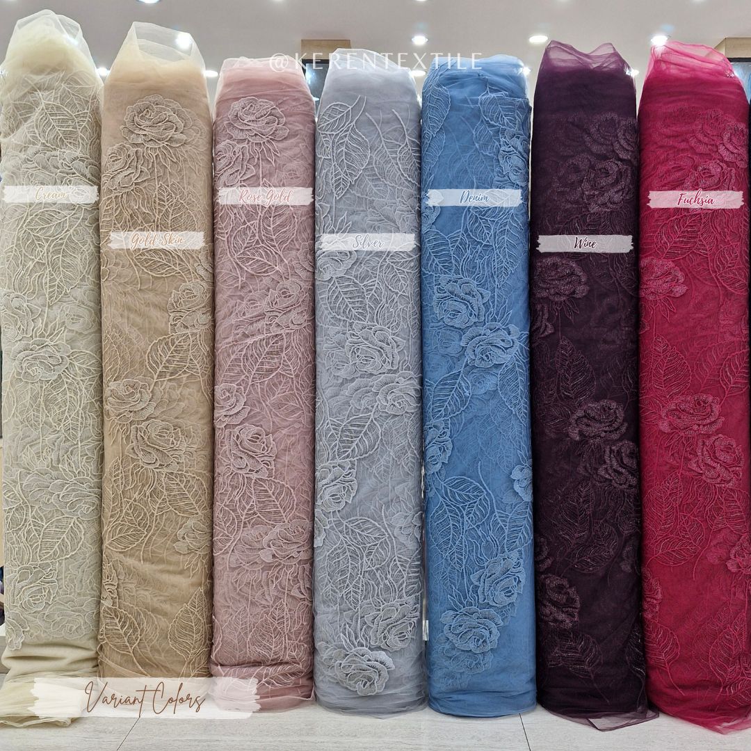 AESTHETICS TULLE (Tulle Bordir Soft motif Bunga Mawar Estetik)