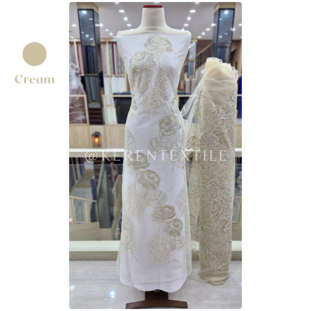 AESTHETICS TULLE (Tulle Bordir Soft motif Bunga Mawar Estetik)