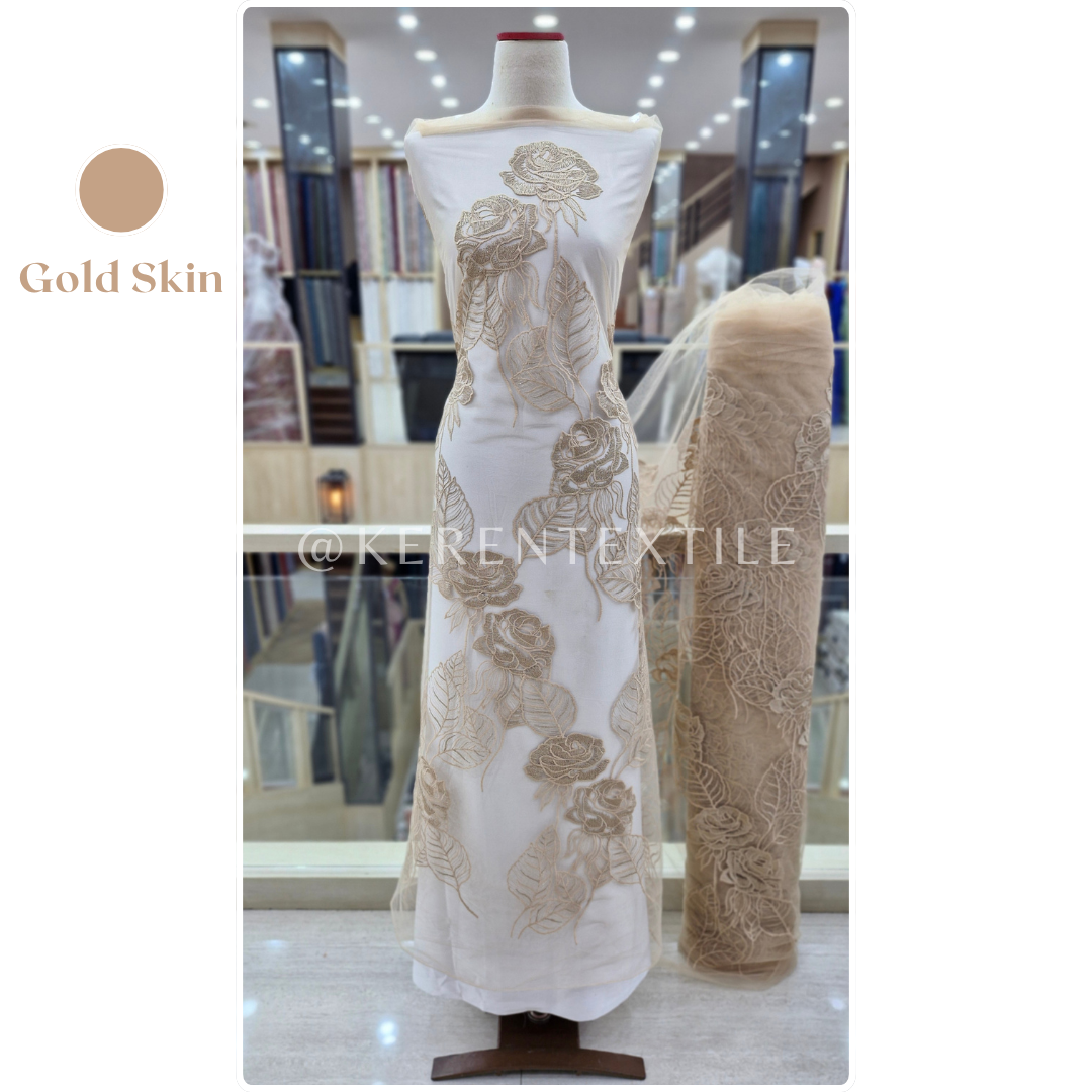 AESTHETICS TULLE (Tulle Bordir Soft motif Bunga Mawar Estetik)