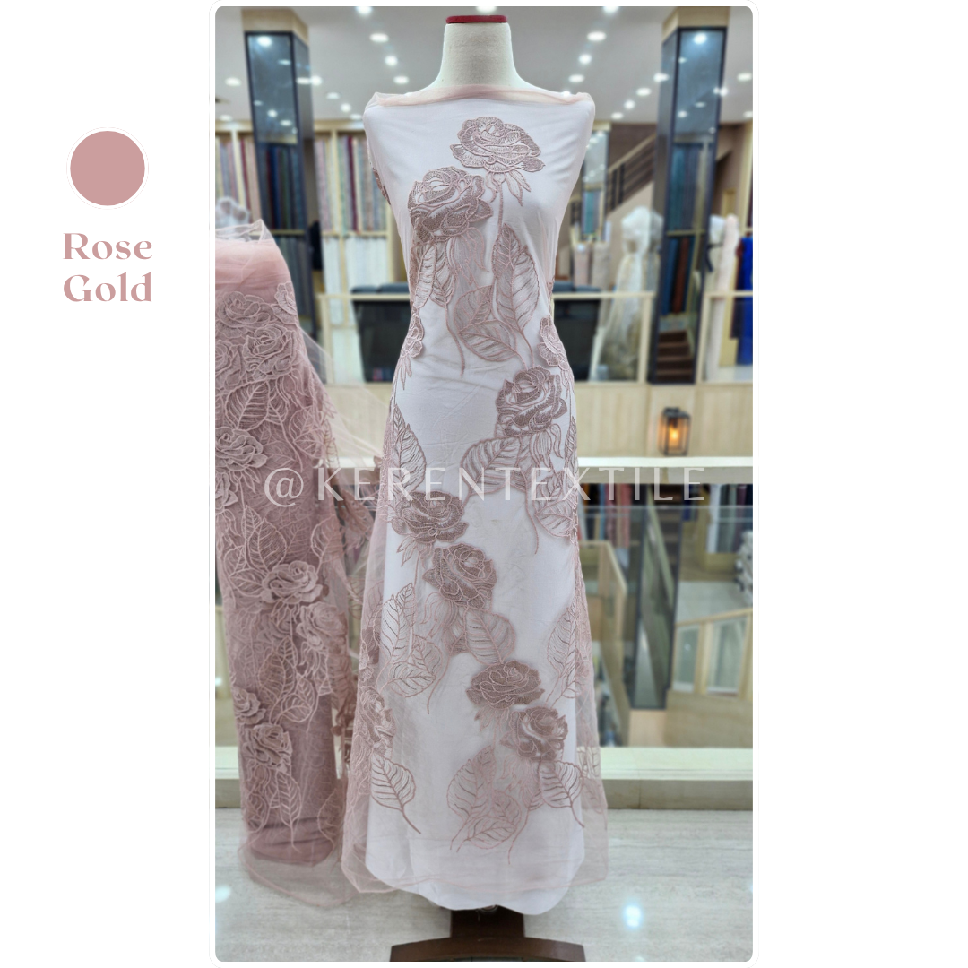 AESTHETICS TULLE (Tulle Bordir Soft motif Bunga Mawar Estetik)