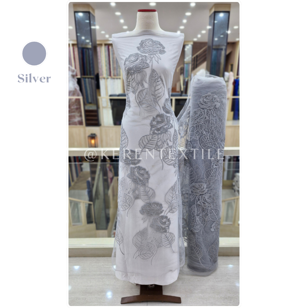 AESTHETICS TULLE (Tulle Bordir Soft motif Bunga Mawar Estetik)