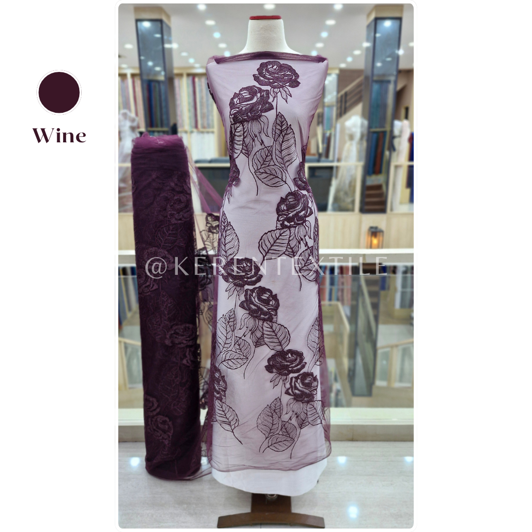 AESTHETICS TULLE (Tulle Bordir Soft motif Bunga Mawar Estetik)