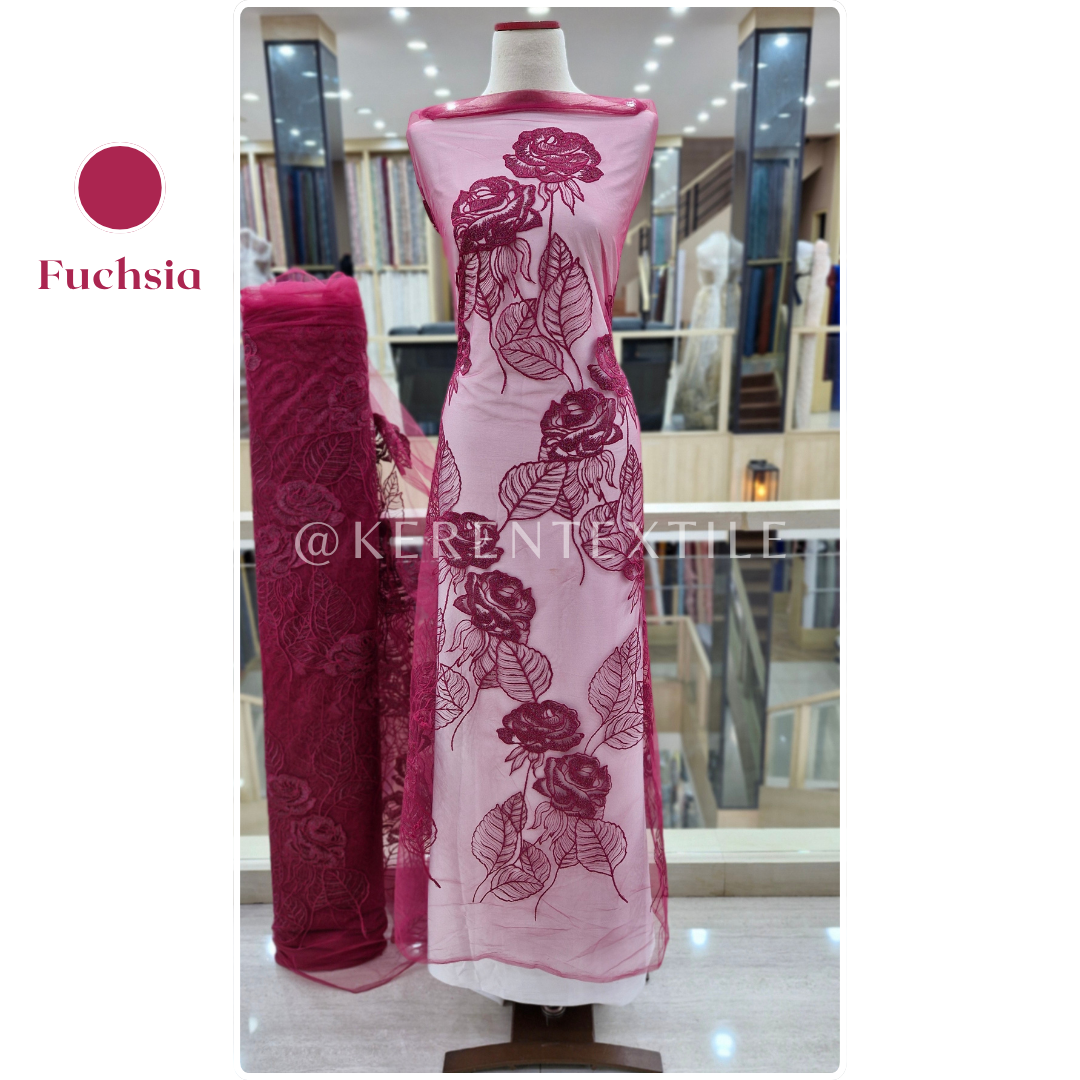 AESTHETICS TULLE (Tulle Bordir Soft motif Bunga Mawar Estetik)