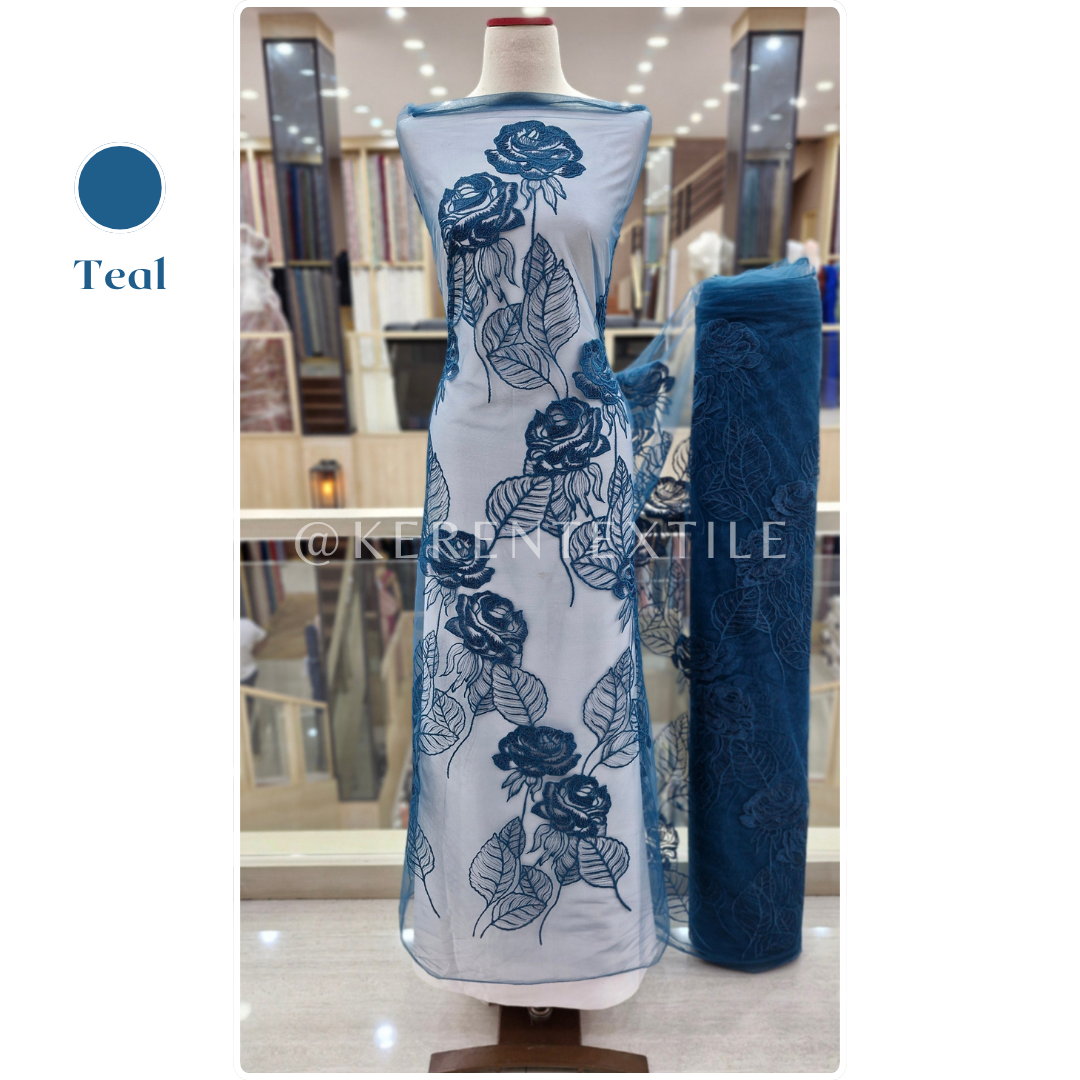 AESTHETICS TULLE (Tulle Bordir Soft motif Bunga Mawar Estetik)