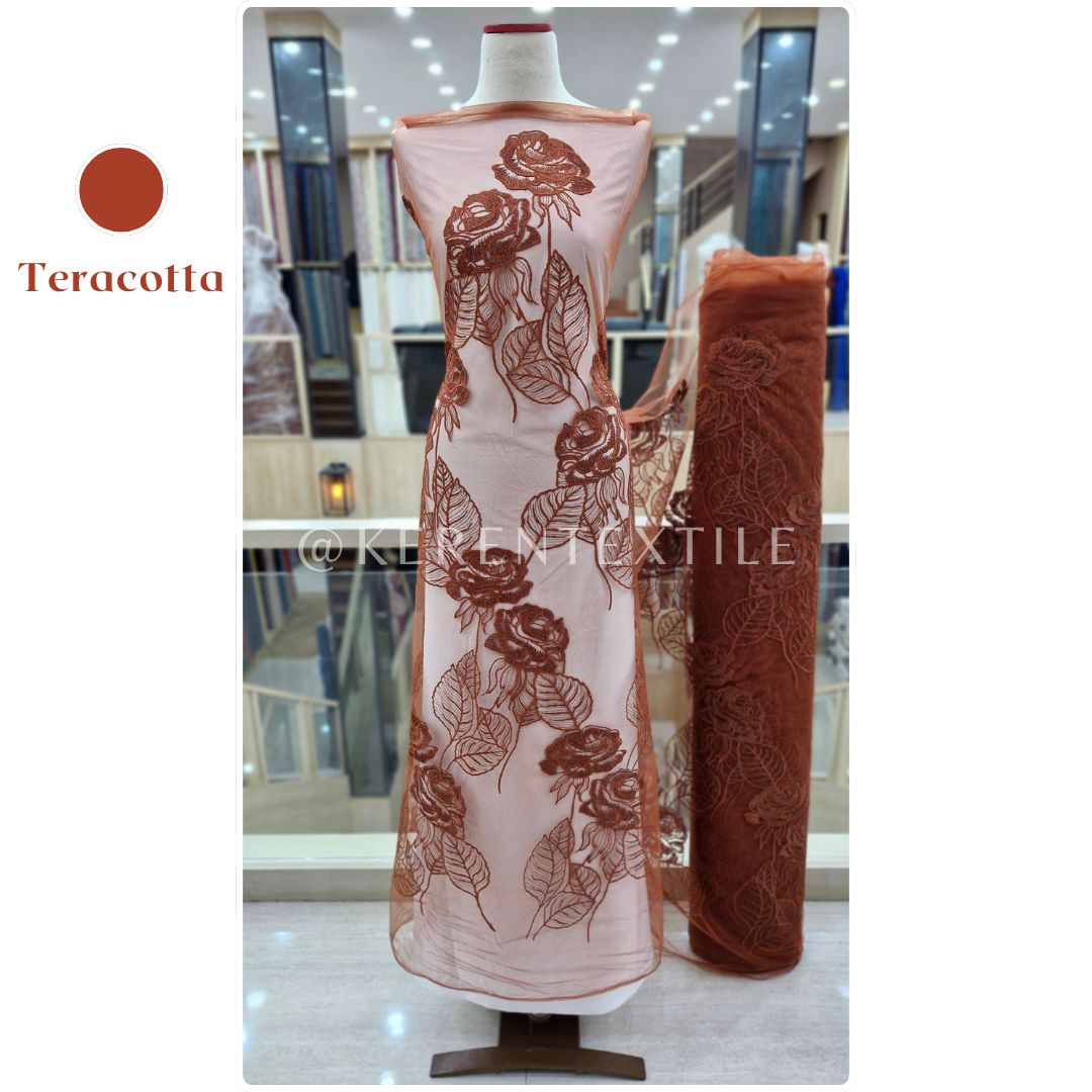AESTHETICS TULLE (Tulle Bordir Soft motif Bunga Mawar Estetik)