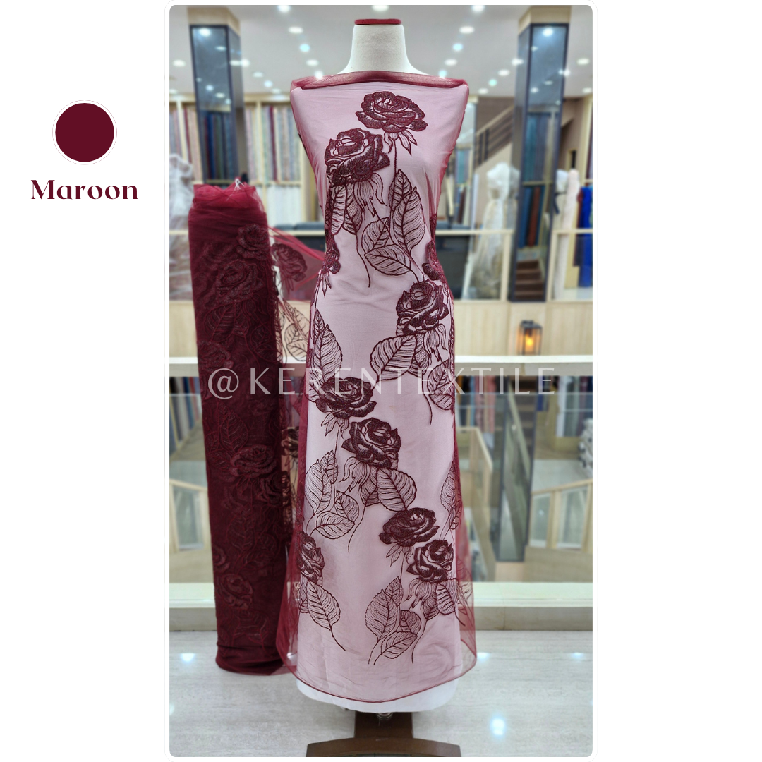 AESTHETICS TULLE (Tulle Bordir Soft motif Bunga Mawar Estetik)