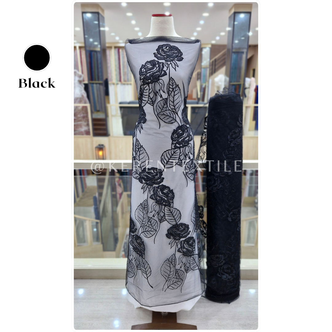 AESTHETICS TULLE (Tulle Bordir Soft motif Bunga Mawar Estetik)
