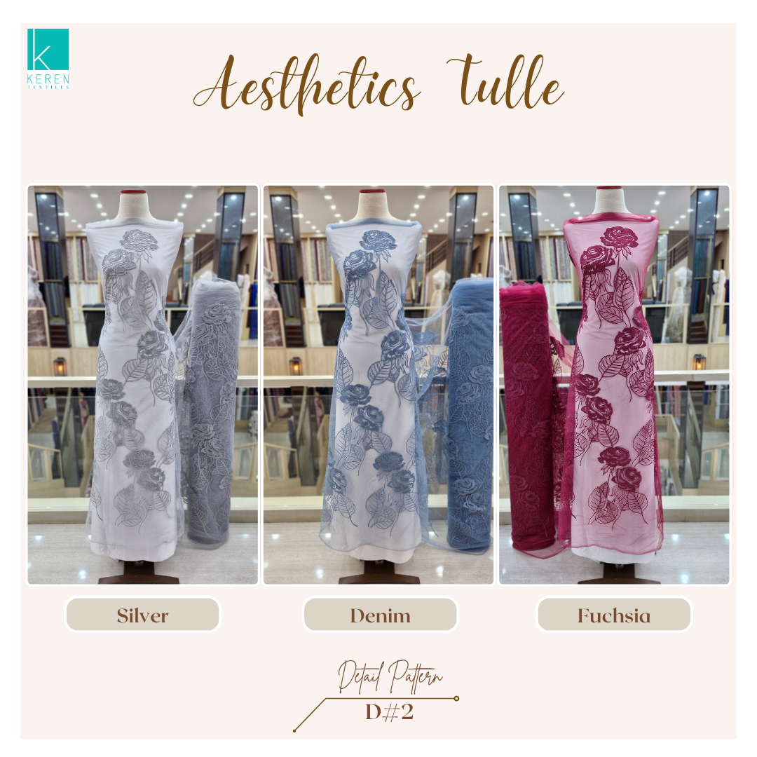 AESTHETICS TULLE (Tulle Bordir Soft motif Bunga Mawar Estetik)