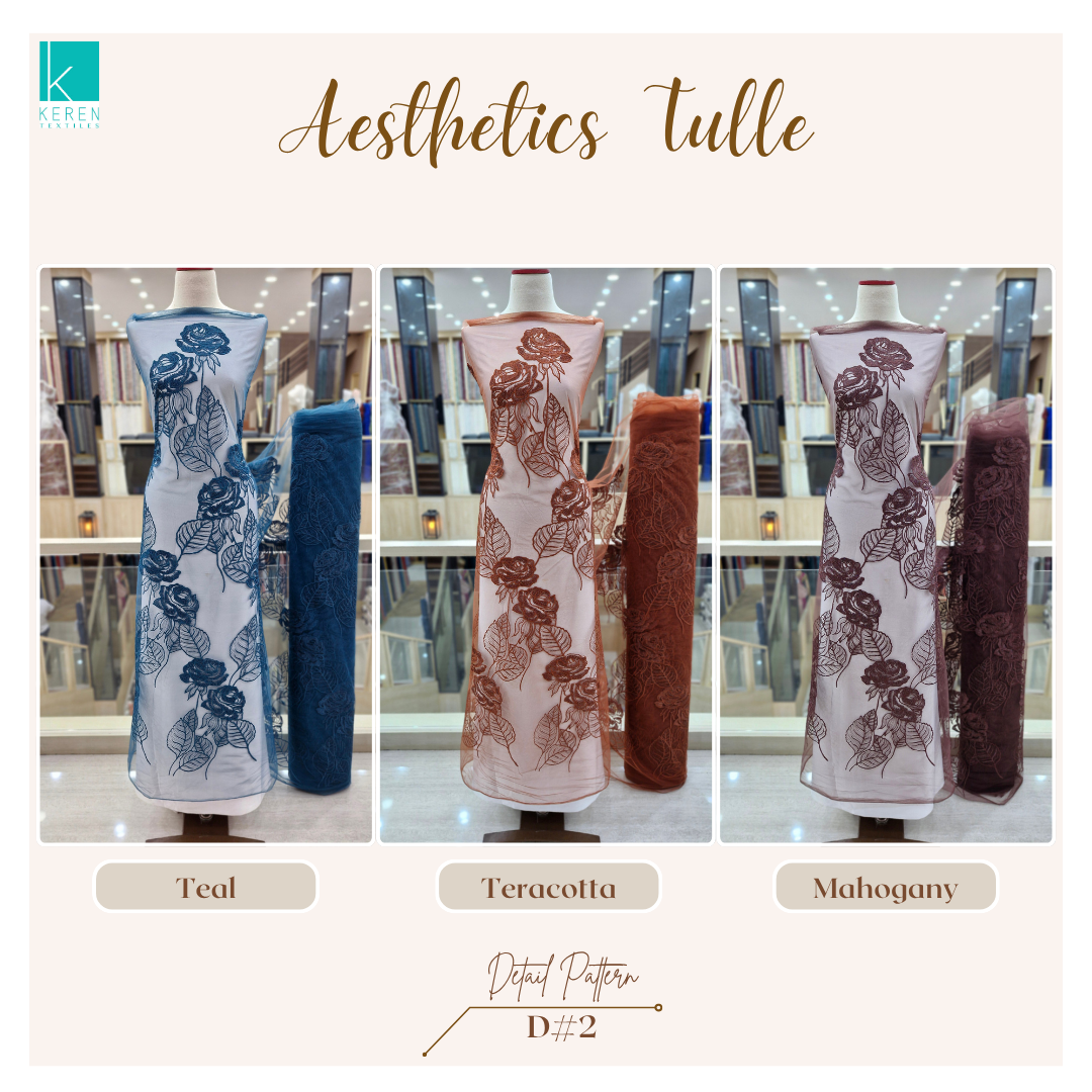 AESTHETICS TULLE (Tulle Bordir Soft motif Bunga Mawar Estetik)