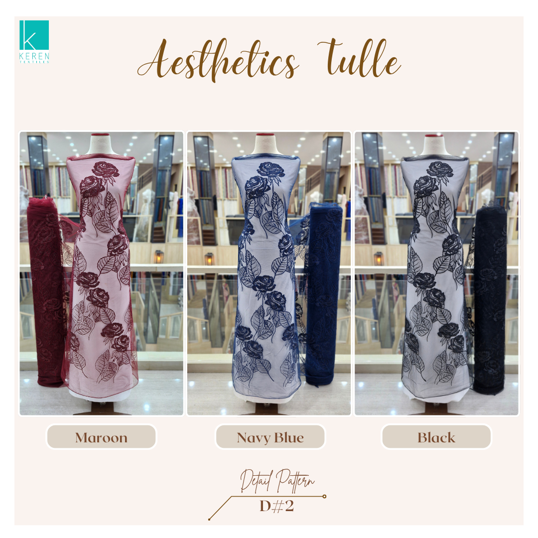 AESTHETICS TULLE (Tulle Bordir Soft motif Bunga Mawar Estetik)
