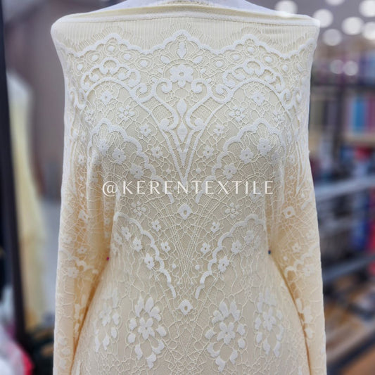 BROKAT PANEL CHANTILY J36374A (Brokat Chantily spesial Butter Yellow)