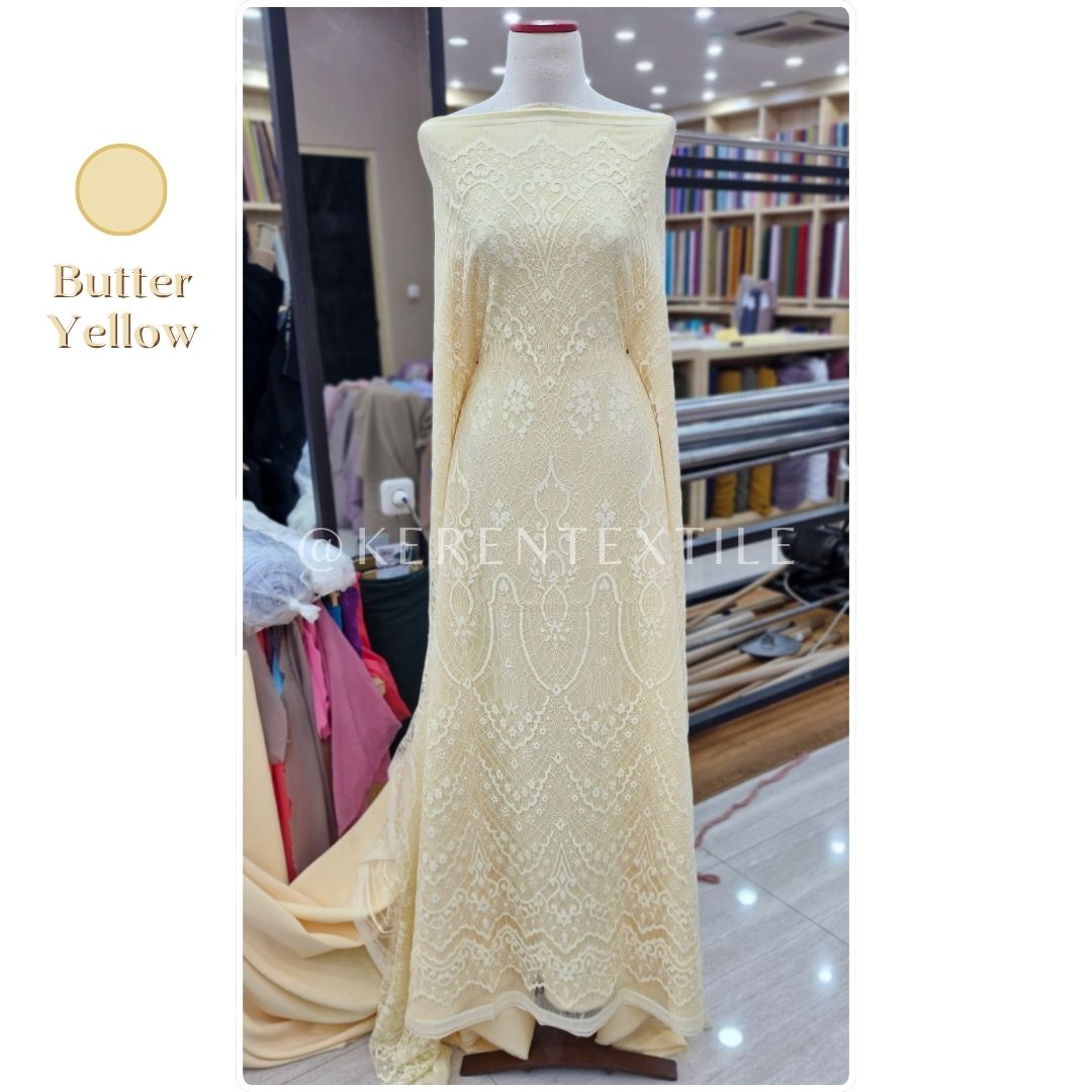 BROKAT PANEL CHANTILY J36374A (Brokat Chantily spesial Butter Yellow)