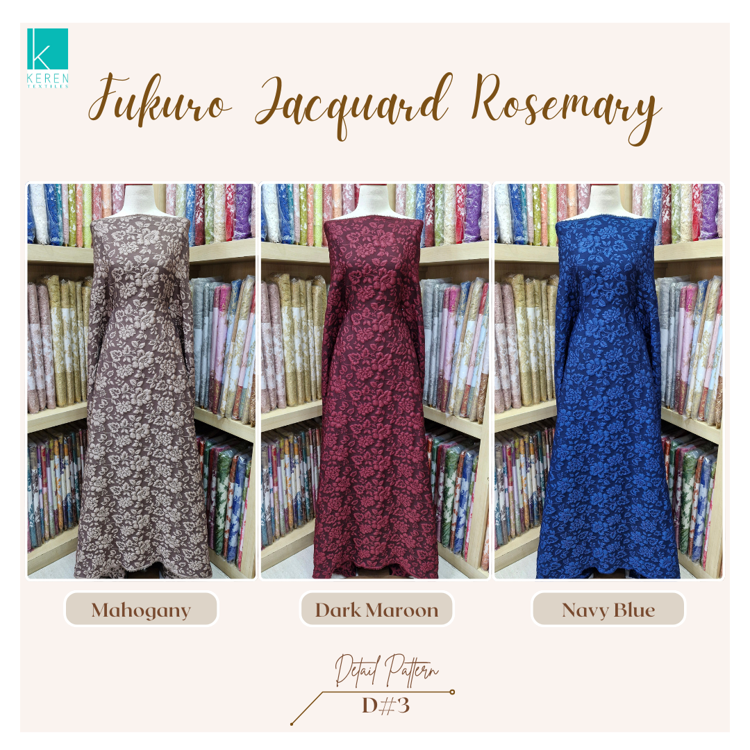 FUKURO JACQUARD ROSEMARY D3 (Jacquard Embos Fukuro motif Bunga Mawar)