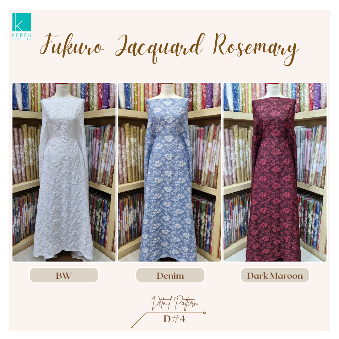 FUKURO JACQUARD ROSEMARY D4 (Jacqurd Embos Fukuro motif Bunga Mawar)