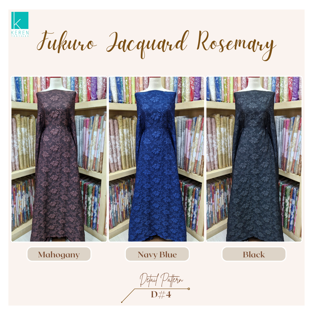 FUKURO JACQUARD ROSEMARY D4 (Jacqurd Embos Fukuro motif Bunga Mawar)