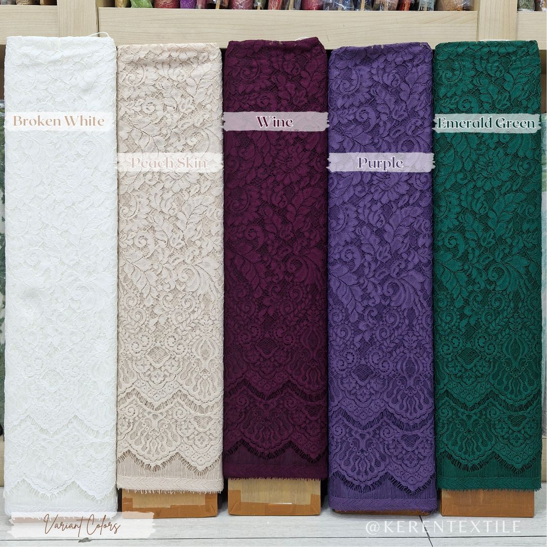 BROKAT PANEL COTTON CORD 1379A (Semi France Lace Motif Daun)