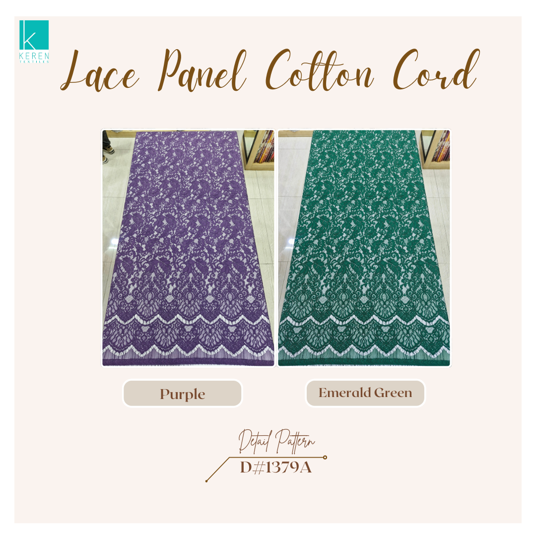 BROKAT PANEL COTTON CORD 1379A (Semi France Lace Motif Daun)