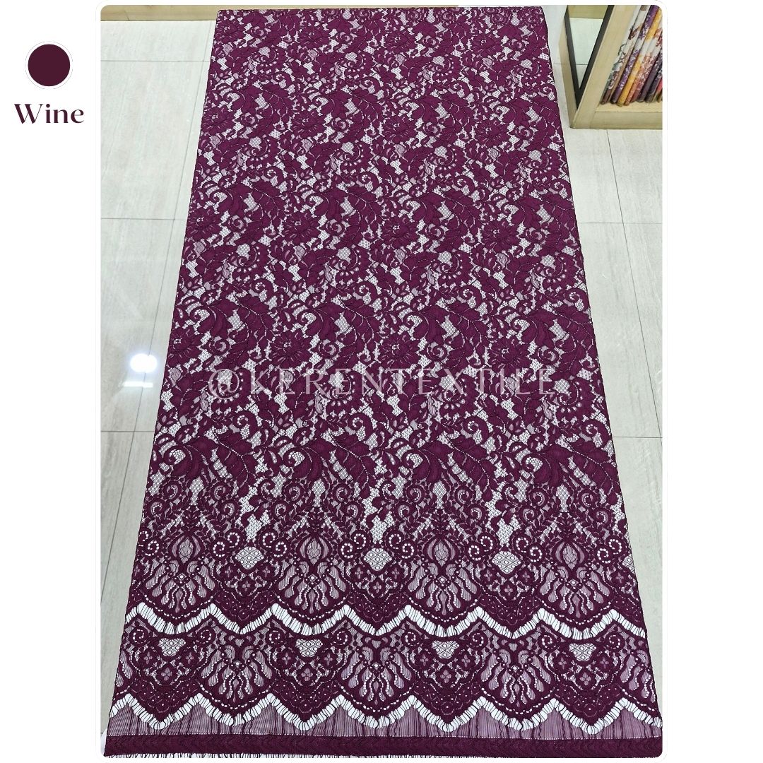 BROKAT PANEL COTTON CORD 1379A (Semi France Lace Motif Daun)