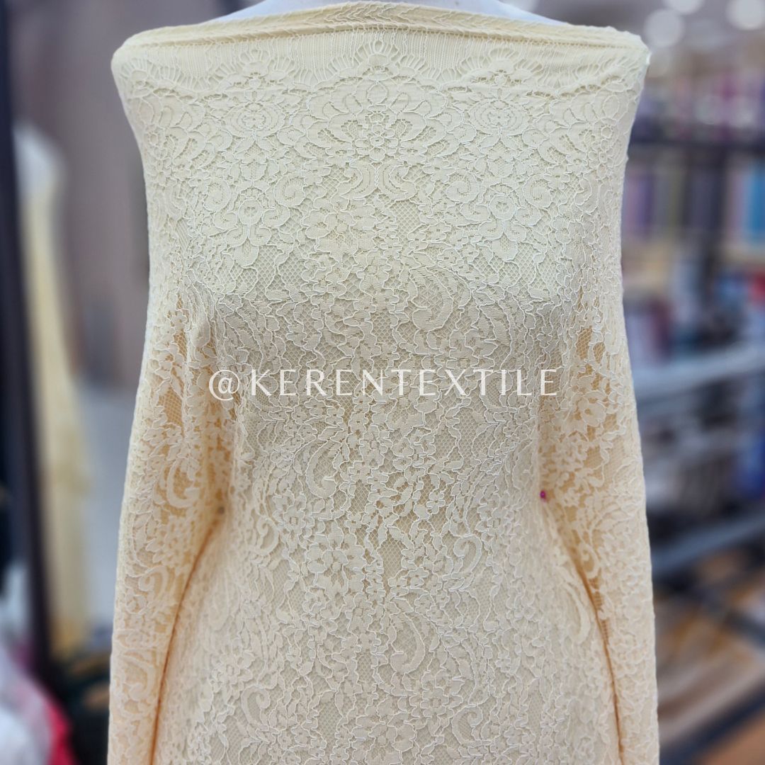 BROKAT PANEL COTTON CORD 226 (Semi France Lace spesial Butter Yellow)