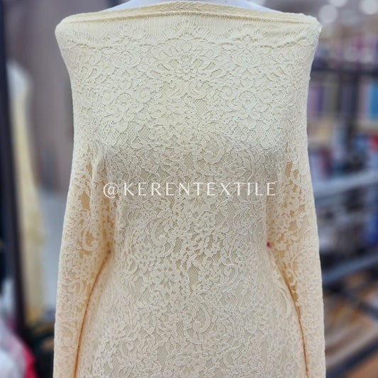BROKAT PANEL COTTON CORD 226 (Semi France Lace spesial Butter Yellow)