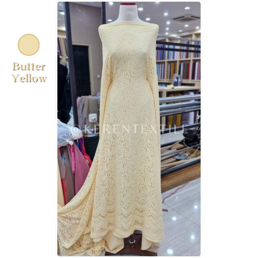 BROKAT PANEL COTTON CORD 226 (Semi France Lace spesial Butter Yellow)