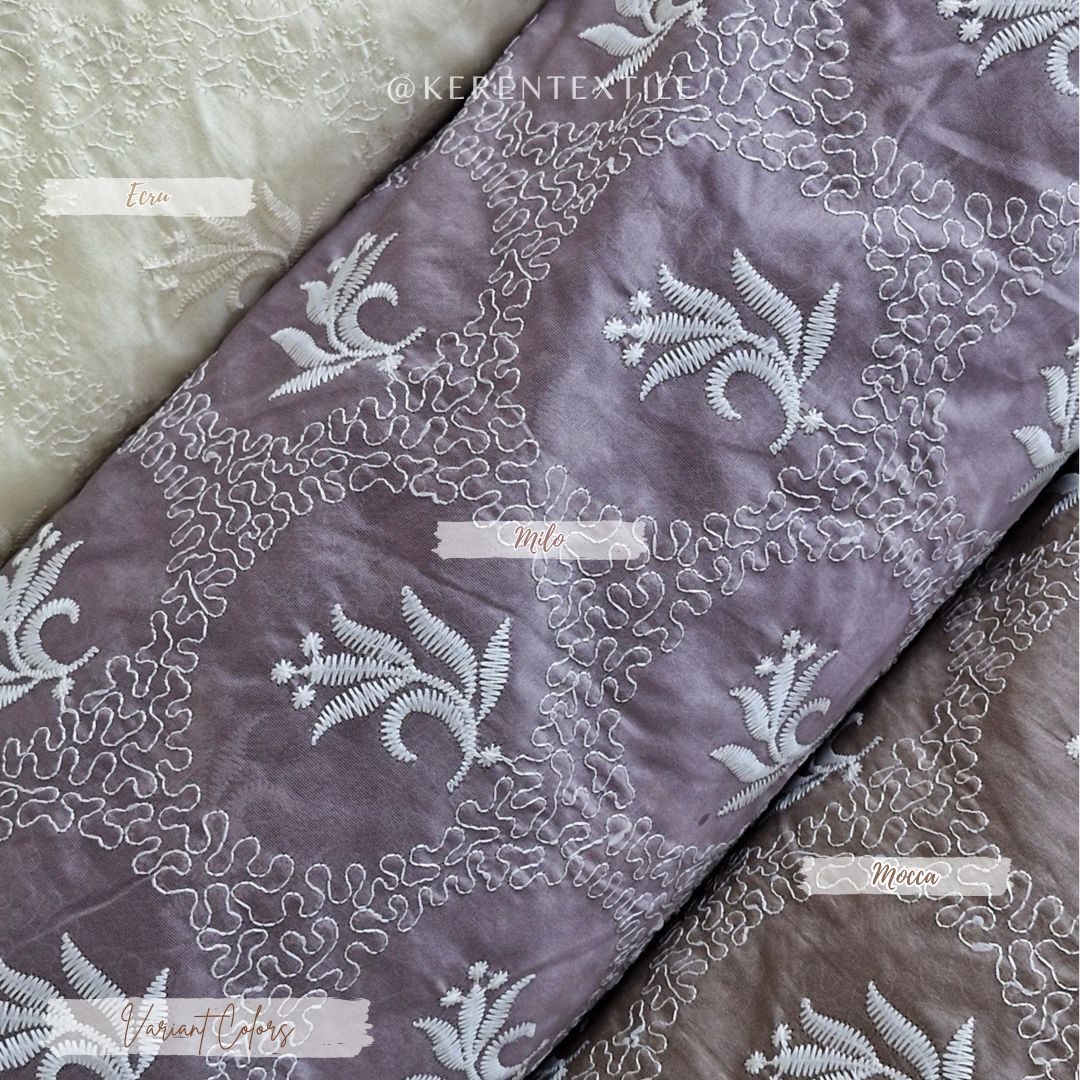 PAPER SILK 1-DN05A (Katun Bordir Paper Silk motif Ukiran)