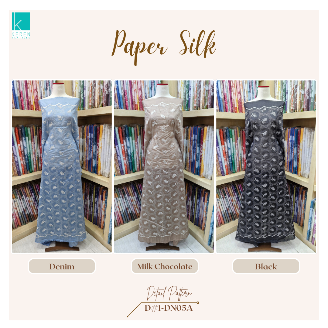PAPER SILK 1-DN05A (Katun Bordir Paper Silk motif Ukiran)