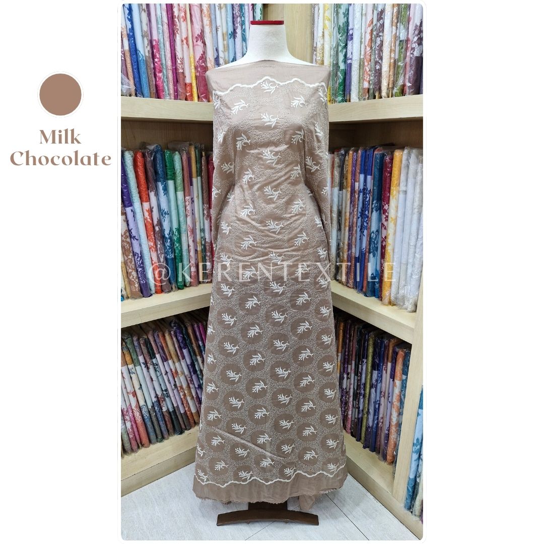 PAPER SILK 1-DN05A (Katun Bordir Paper Silk motif Ukiran)