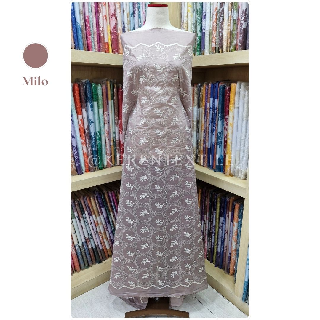 PAPER SILK 1-DN05A (Katun Bordir Paper Silk motif Ukiran)