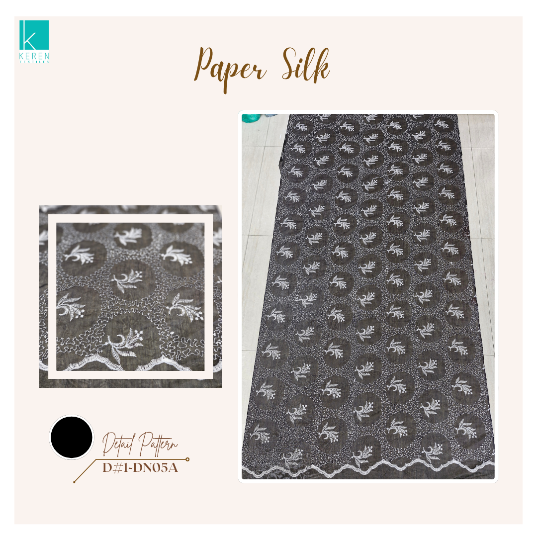 PAPER SILK 1-DN05A (Katun Bordir Paper Silk motif Ukiran)