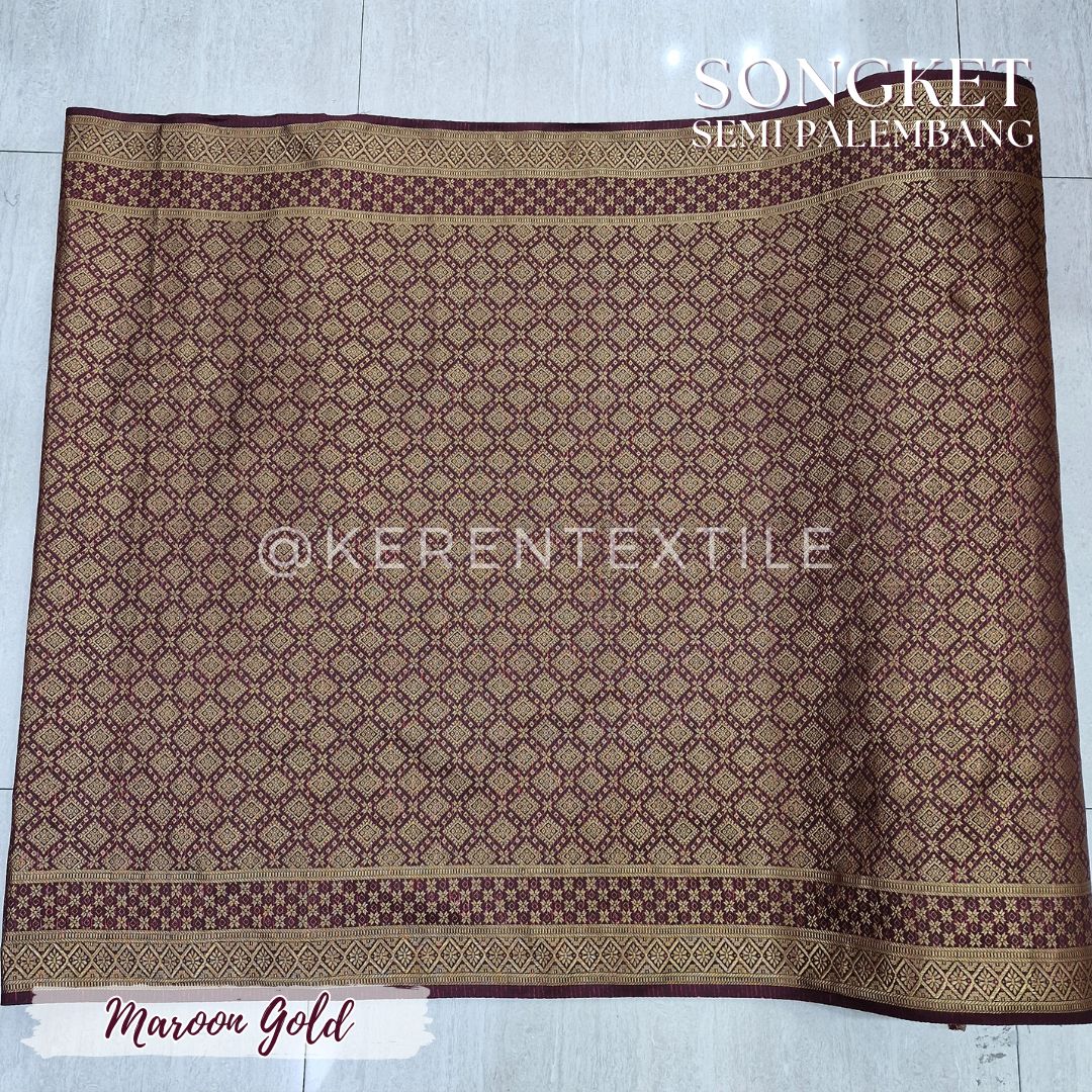 SONGKET SEMI PALEMBANG METERAN 1038 Spesial GOLD (Motif Geometris)