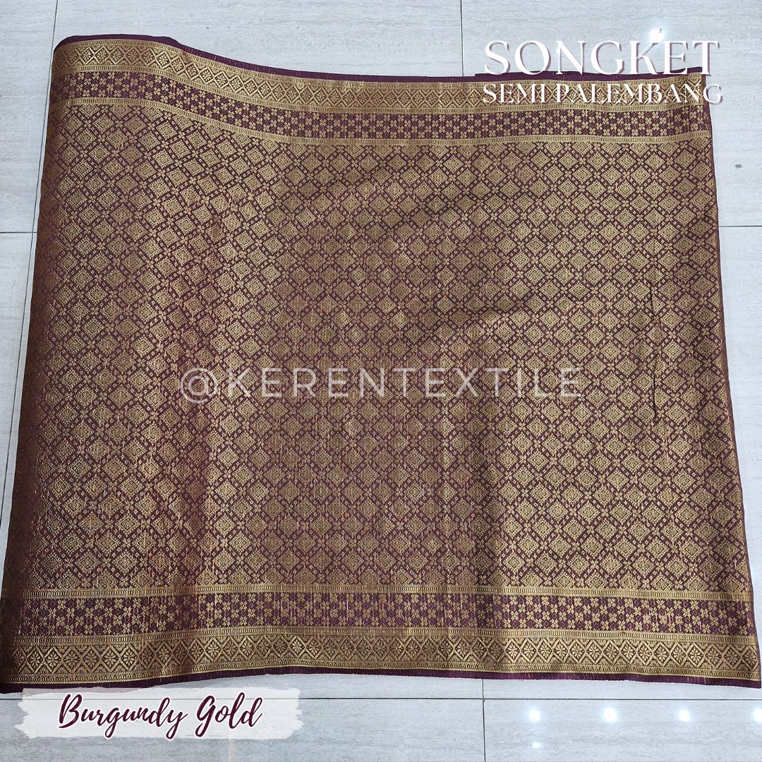 SONGKET SEMI PALEMBANG METERAN 1038 Spesial GOLD (Motif Geometris)