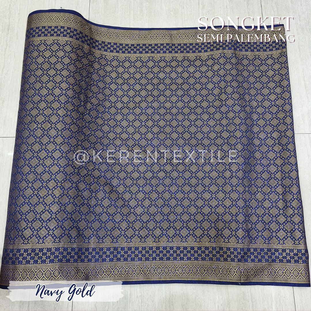 SONGKET SEMI PALEMBANG METERAN 1038 Spesial GOLD (Motif Geometris)