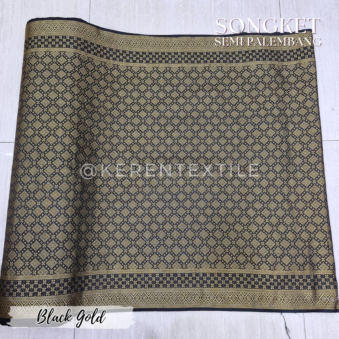 SONGKET SEMI PALEMBANG METERAN 1038 Spesial GOLD (Motif Geometris)