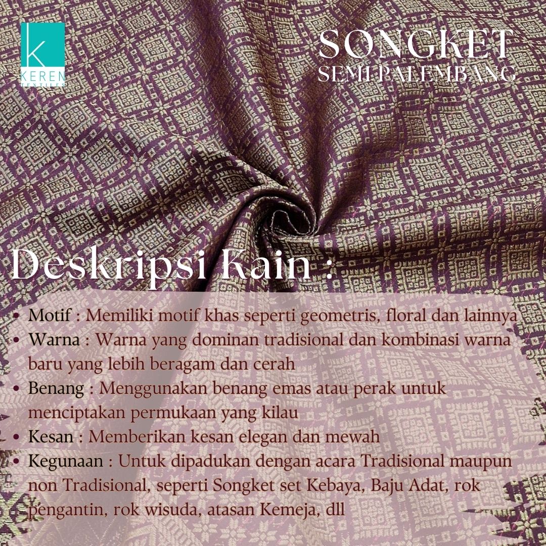 SONGKET SEMI PALEMBANG METERAN 1038 Spesial GOLD (Motif Geometris)
