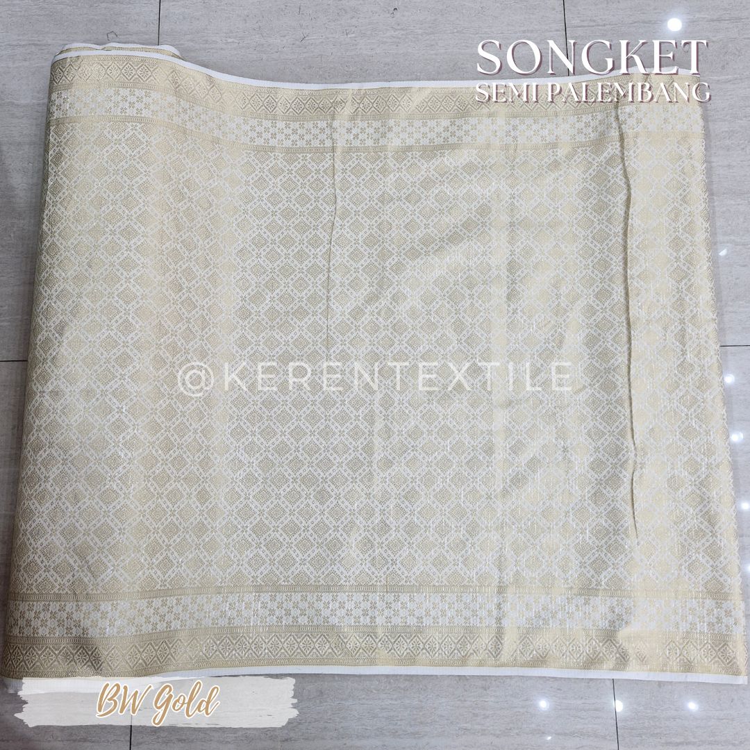SONGKET SEMI PALEMBANG METERAN 1038 Spesial GOLD (Motif Geometris)