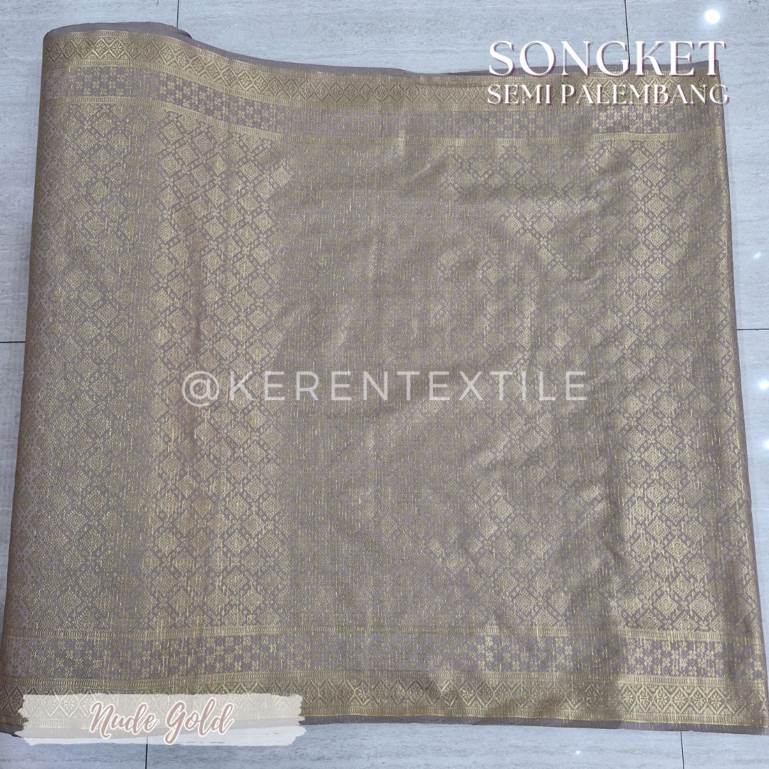SONGKET SEMI PALEMBANG METERAN 1038 Spesial GOLD (Motif Geometris)