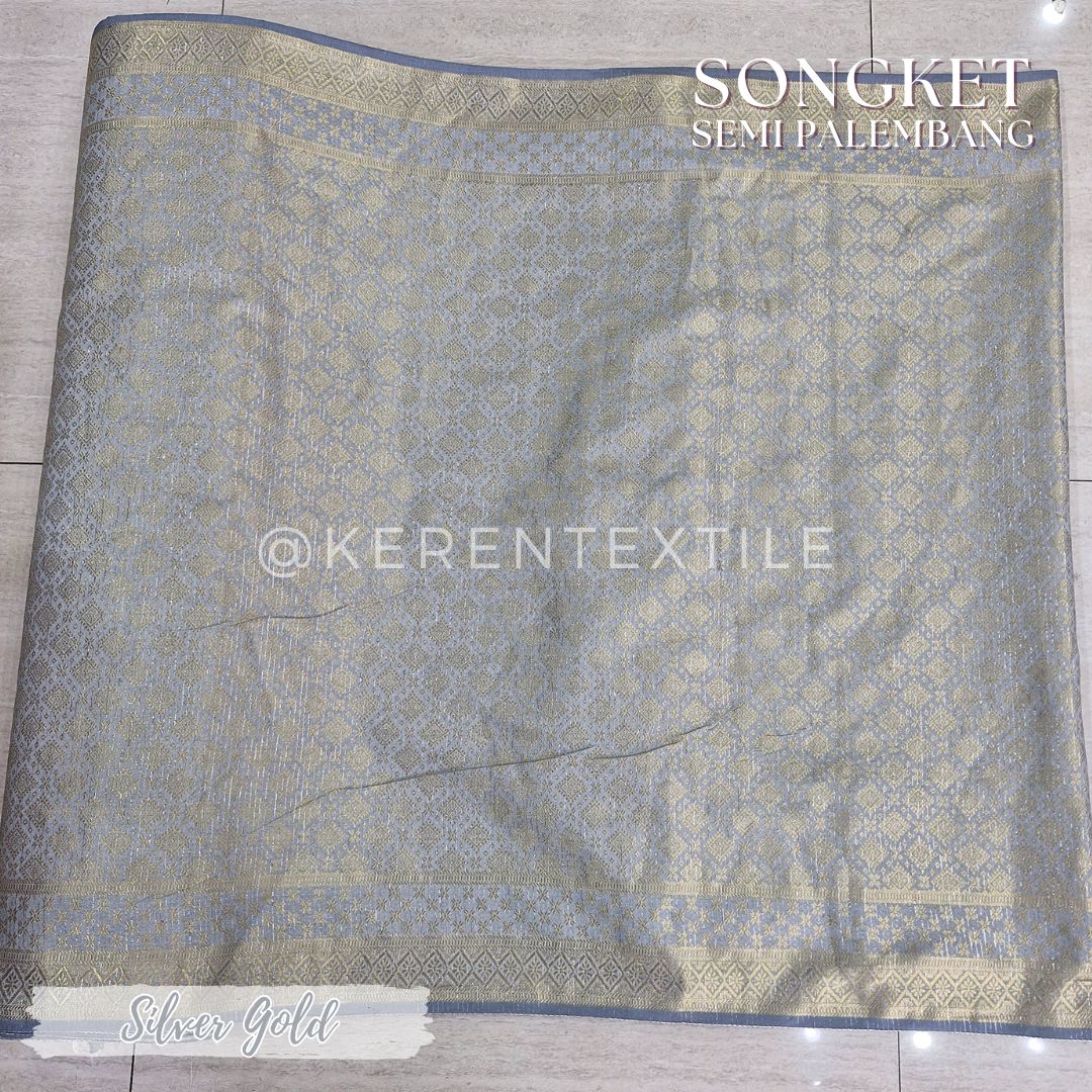 SONGKET SEMI PALEMBANG METERAN 1038 Spesial GOLD (Motif Geometris)