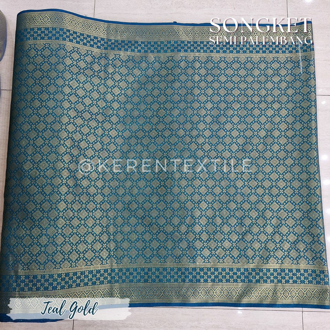 SONGKET SEMI PALEMBANG METERAN 1038 Spesial GOLD (Motif Geometris)