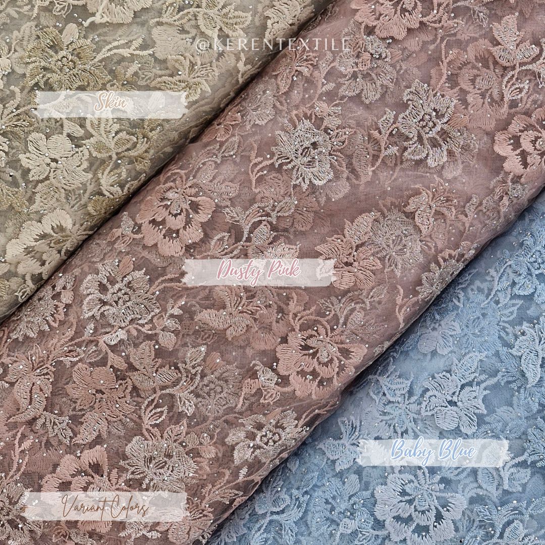 TULLE EMBROIDERY JASMINE 2-AV495 (Tulle Bordir with Diamond)
