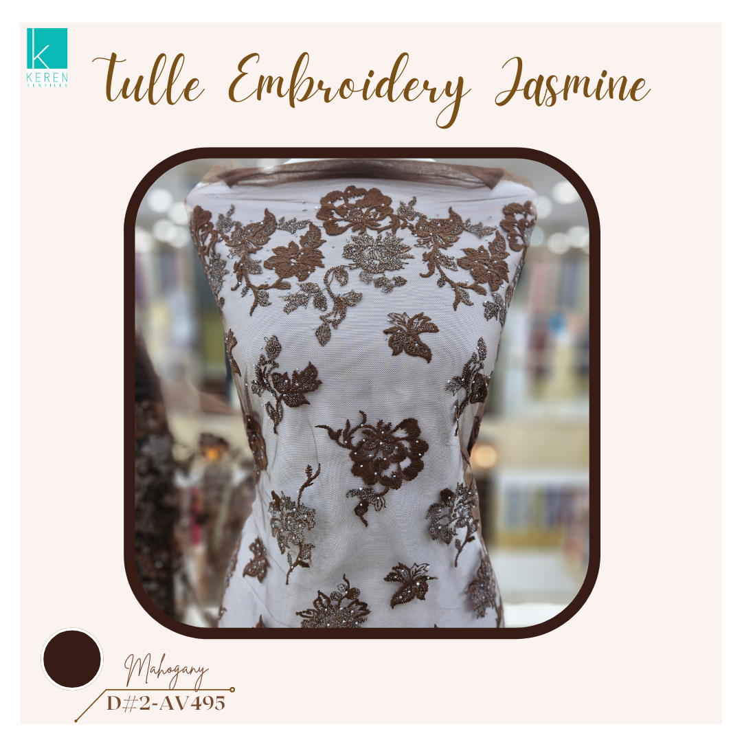 TULLE EMBROIDERY JASMINE 2-AV495 (Tulle Bordir with Diamond)