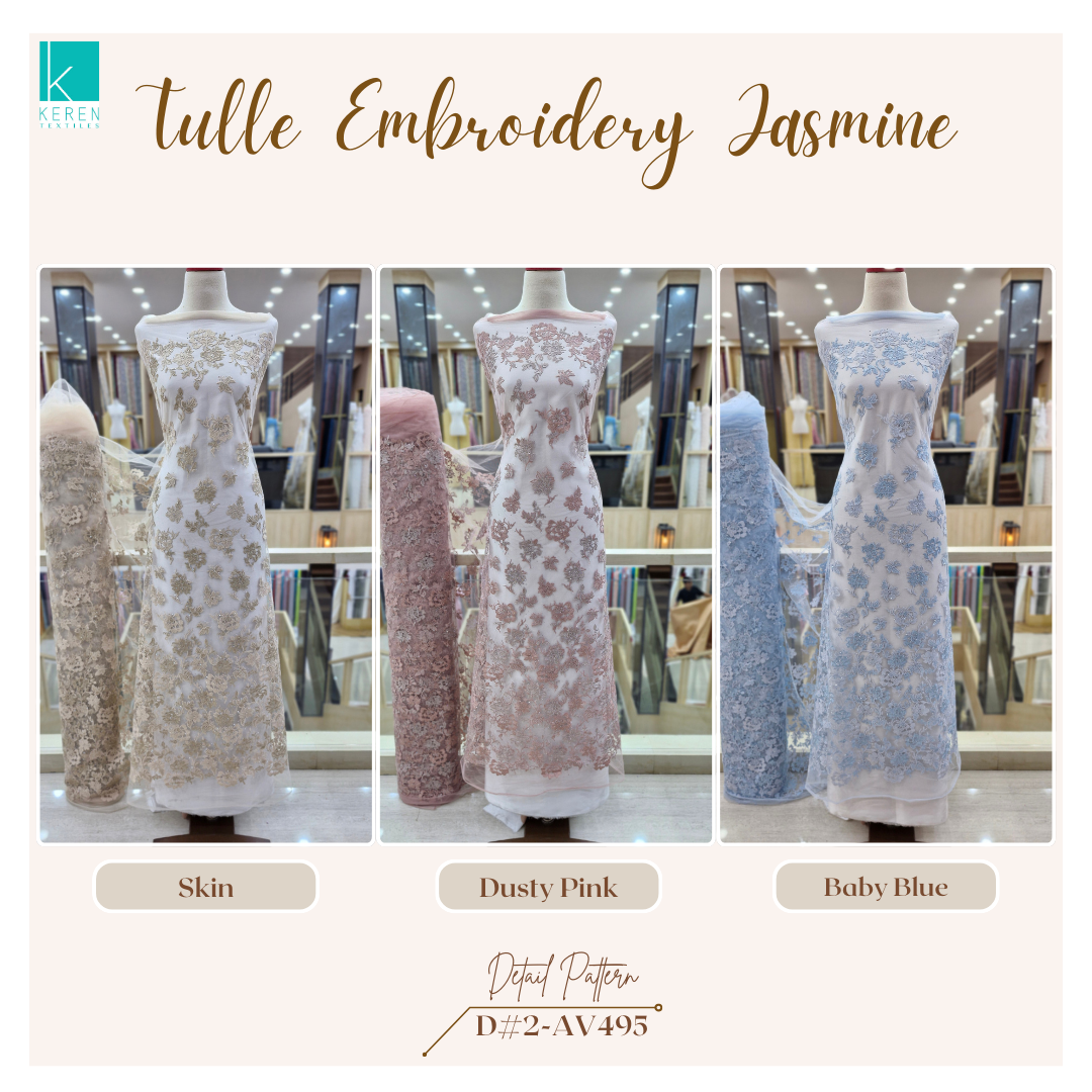 TULLE EMBROIDERY JASMINE 2-AV495 (Tulle Bordir with Diamond)