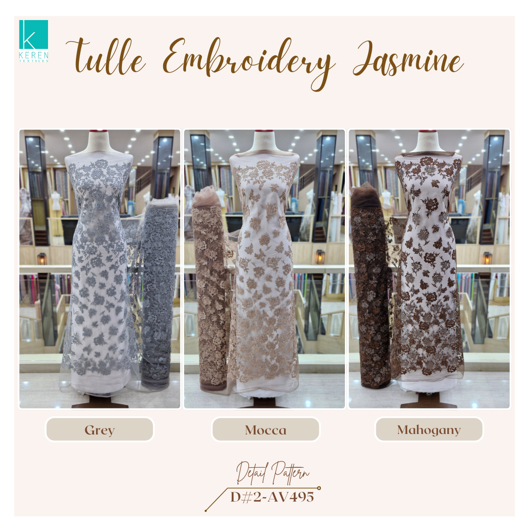 TULLE EMBROIDERY JASMINE 2-AV495 (Tulle Bordir with Diamond)