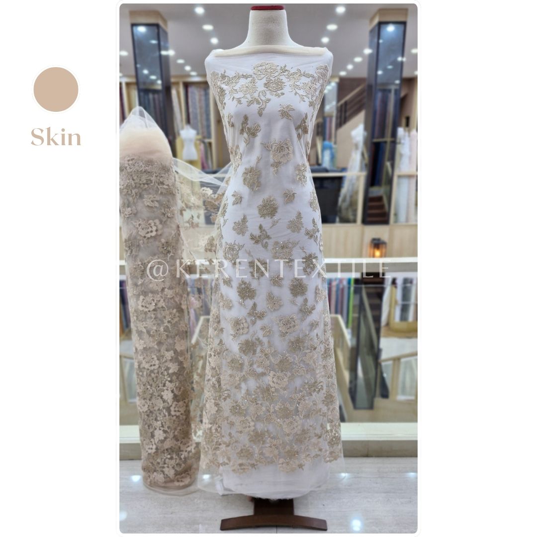 TULLE EMBROIDERY JASMINE 2-AV495 (Tulle Bordir with Diamond)