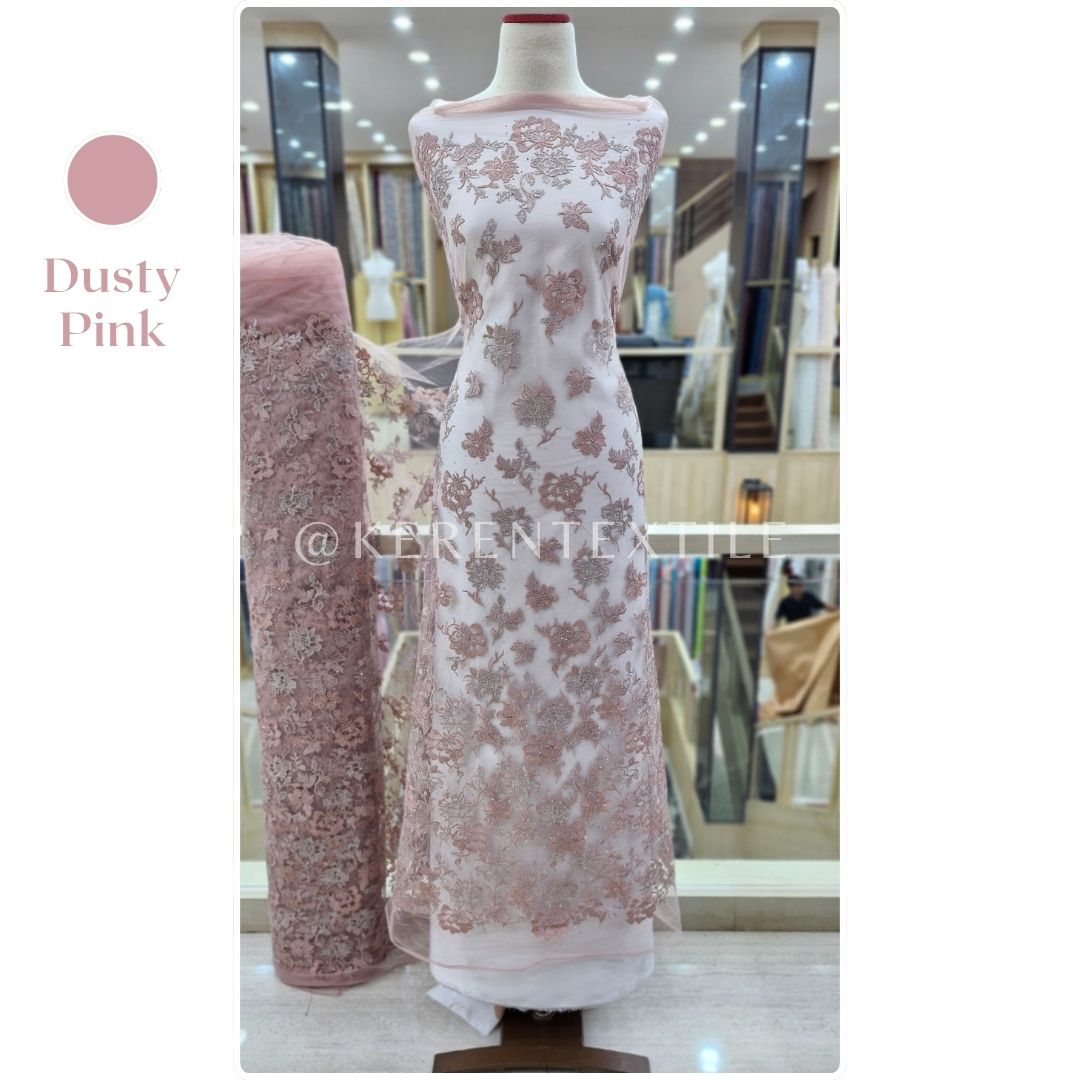 TULLE EMBROIDERY JASMINE 2-AV495 (Tulle Bordir with Diamond)