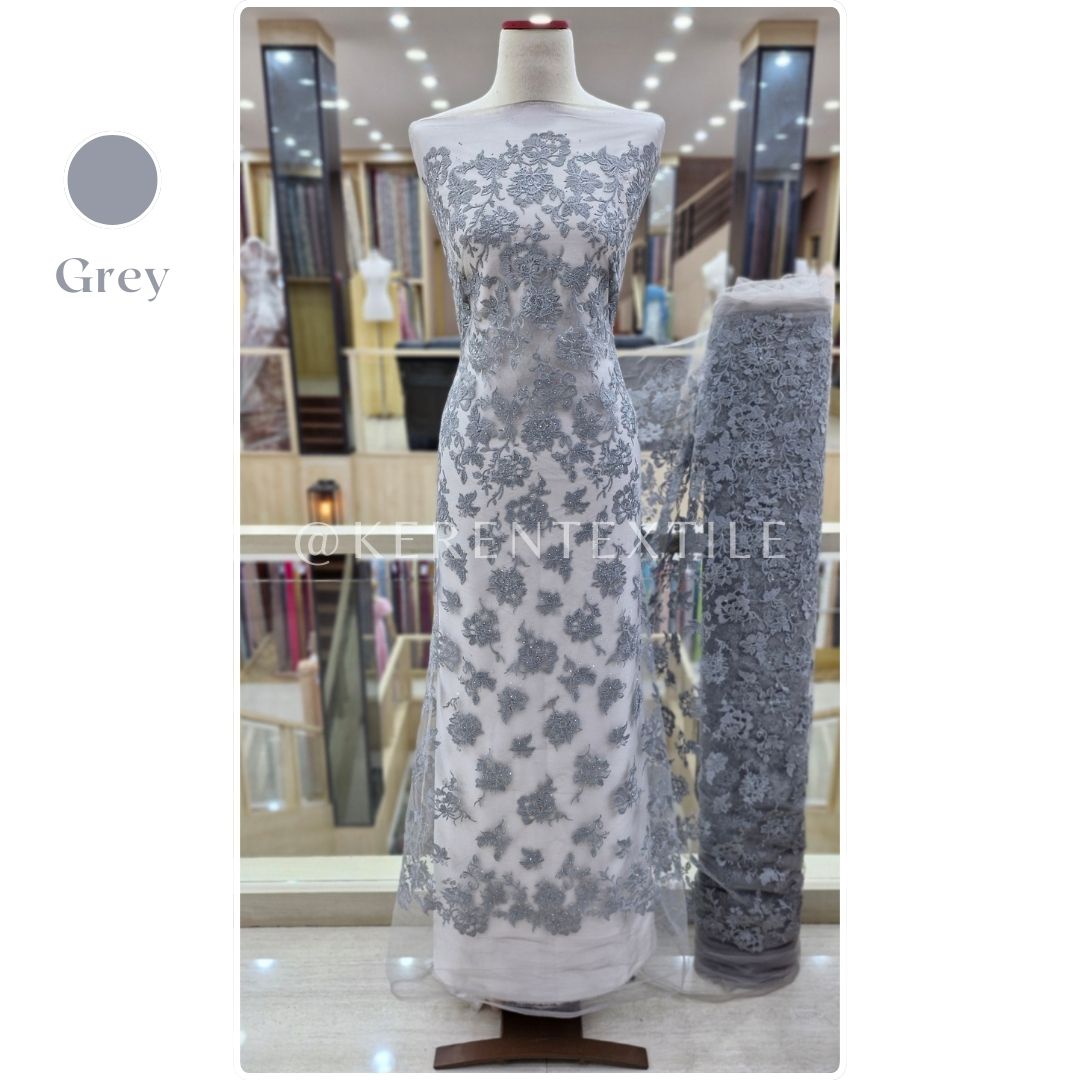 TULLE EMBROIDERY JASMINE 2-AV495 (Tulle Bordir with Diamond)