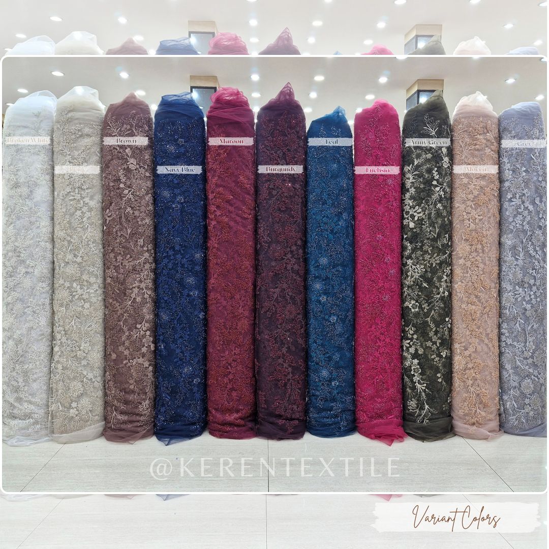 VALENCIA PICACHOO TULLE Spesial Warna (Tulle Payet Mewah motif Bunga Rambat)