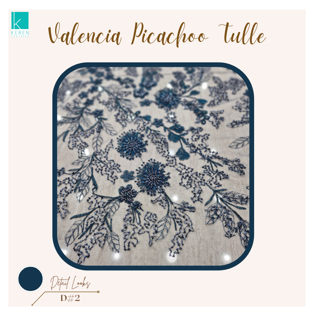 VALENCIA PICACHOO TULLE Spesial Warna (Tulle Payet Mewah motif Bunga Rambat)